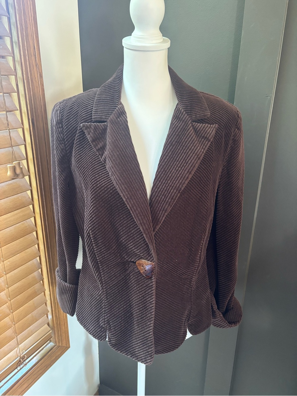 Zinc Brown Corduroy Blazer XL Tailored Jacket Dark Academia Y2K